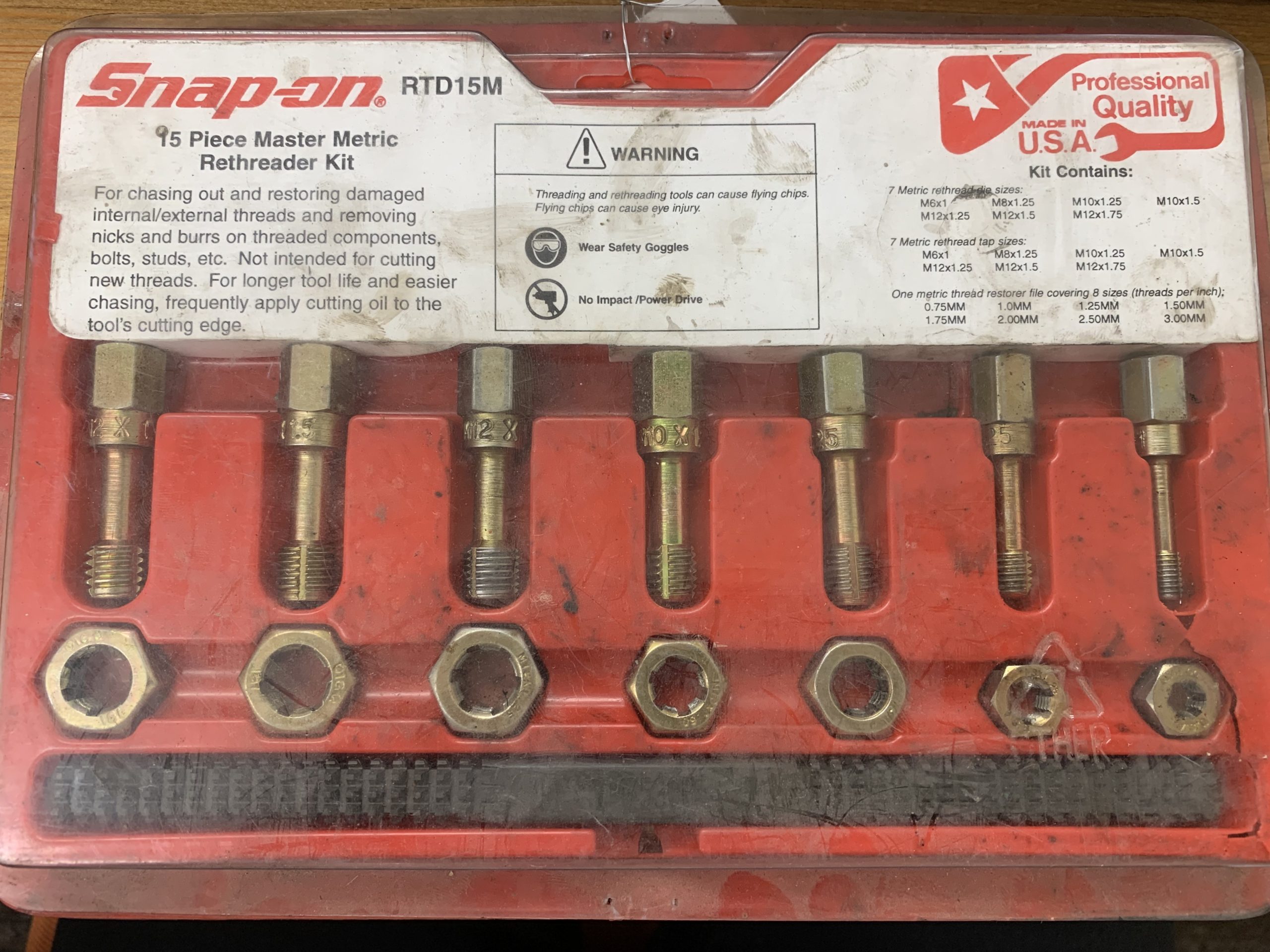 スナップオン snapon タップ ダイス セット RTD15M ネジ山修正工具